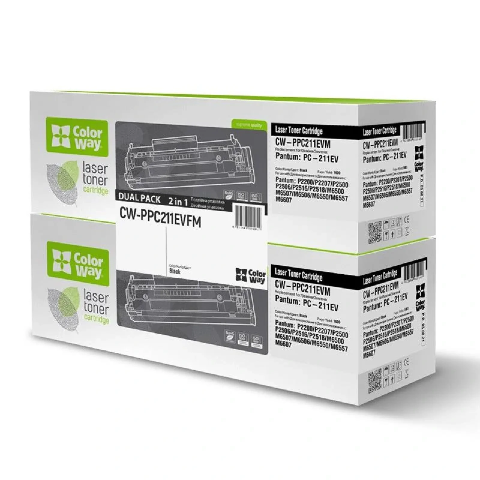 Картридж CW (CW-PPC211EVFM) Pantum P2200/2207/2506/M6500/M6607 Black (PC-211EV) Dual Pack UA