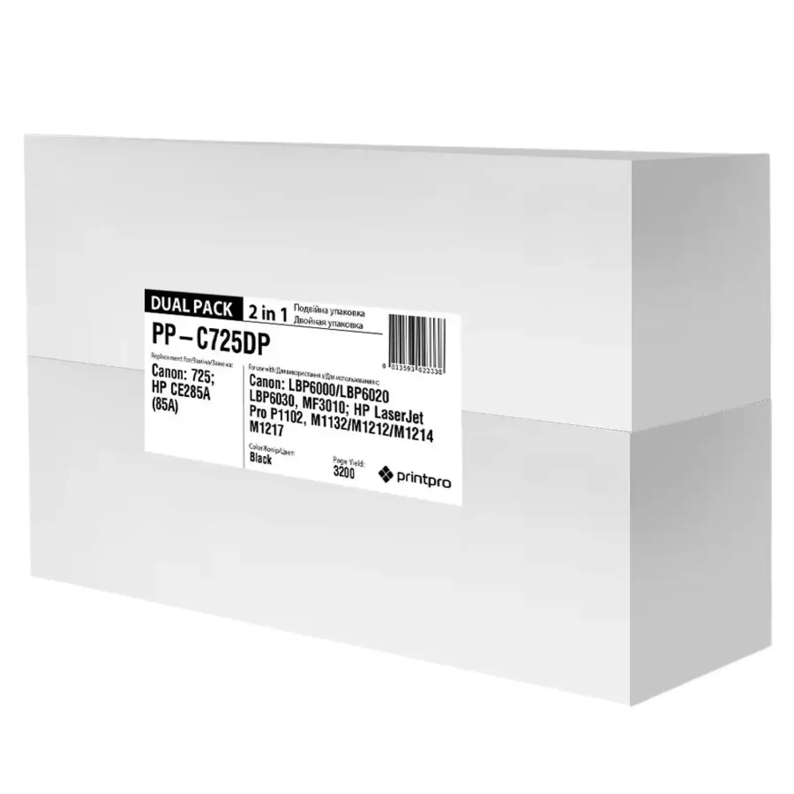 Картридж PrintPro (PP-C725DP) Canon LBP6000 (Canon 725/712/CE285A) Dual Pack UA