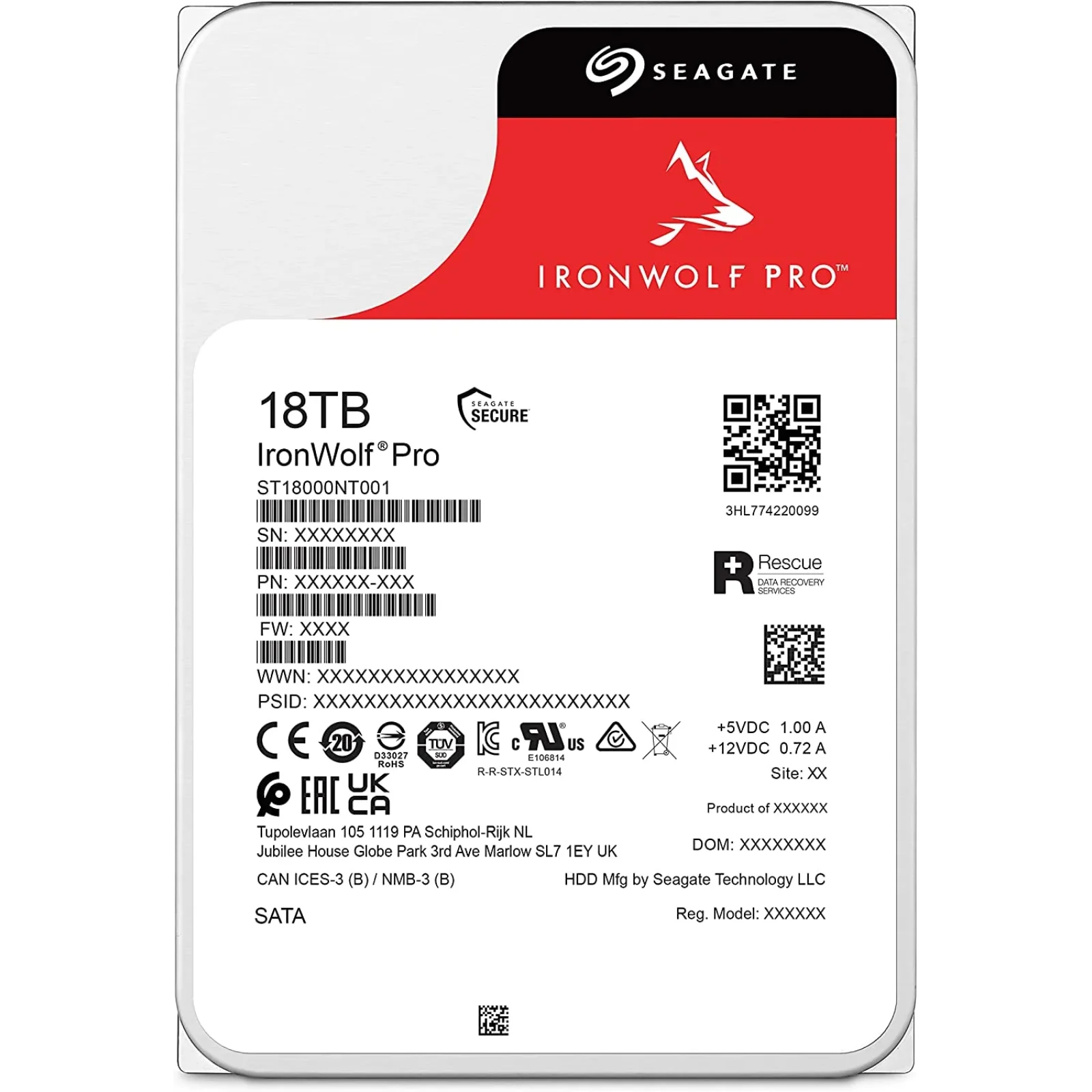 Накопичувач HDD SATA 18.0TB Seagate IronWolf Pro 7200rpm 256MB (ST18000NT001) UA