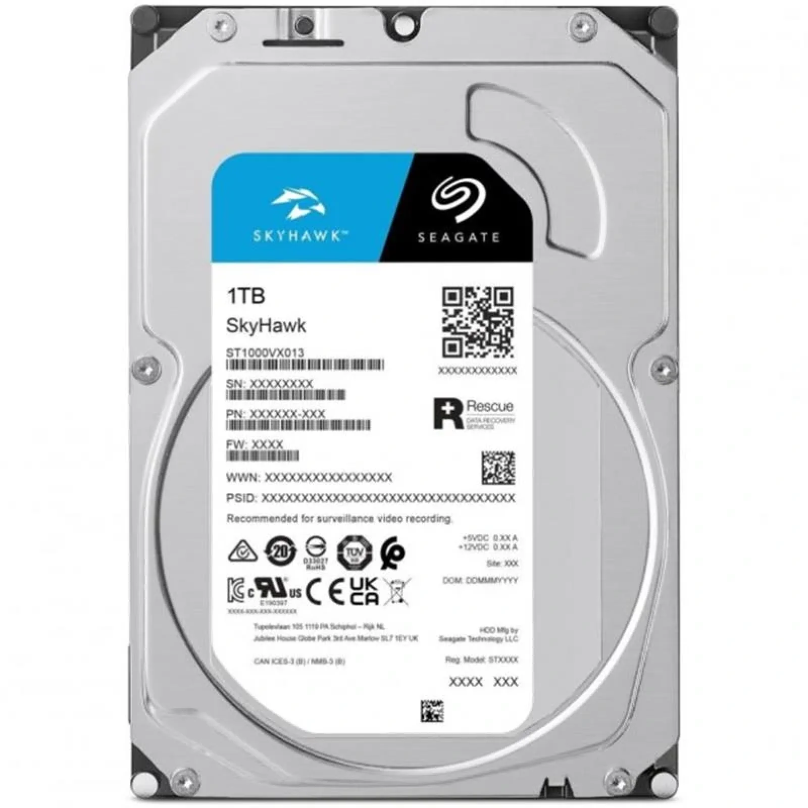 Накопитель HDD SATA 1.0TB Seagate SkyHawk 5400rpm 256MB (ST1000VX013) UA