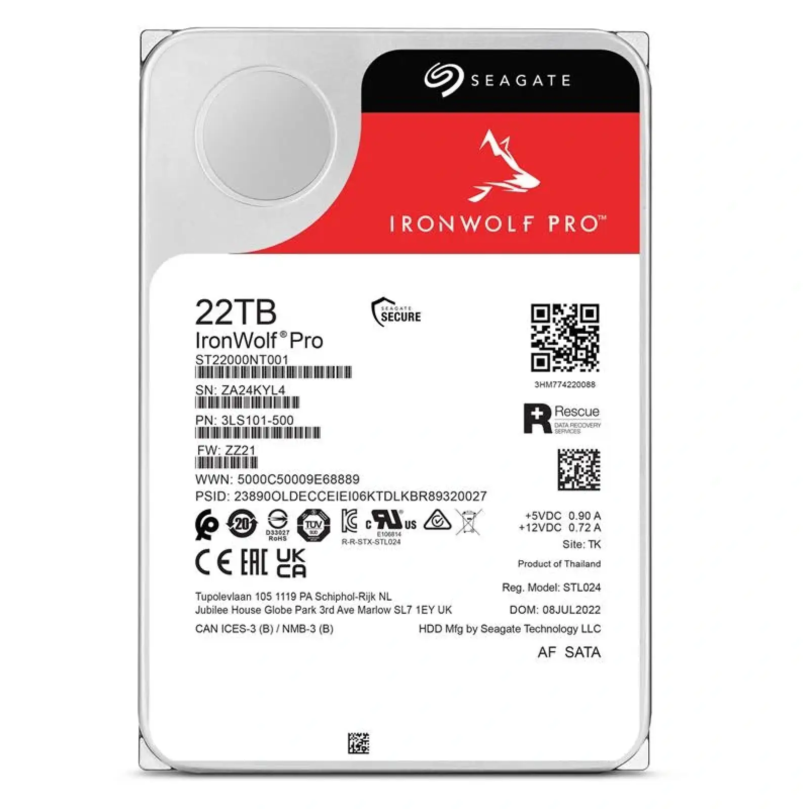 Жорсткий диск HDD SATA 22.0TB Seagate IronWolf Pro 7200rpm 512MB (ST22000NT001) UA