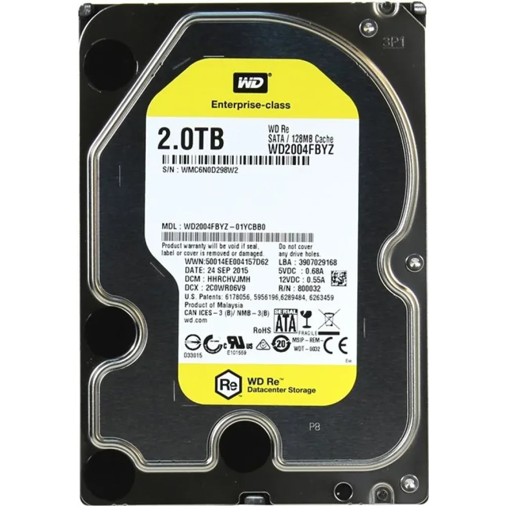 Накопитель HDD SATA 2.0TB WD RE 7200rpm 128MB (WD2004FBYZ) UA