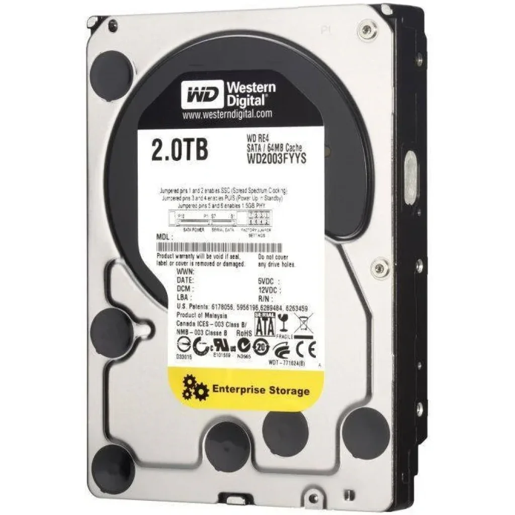 Накопитель HDD SATA 2.0TB WD RE 7200rpm 128MB (WD2004FBYZ) UA