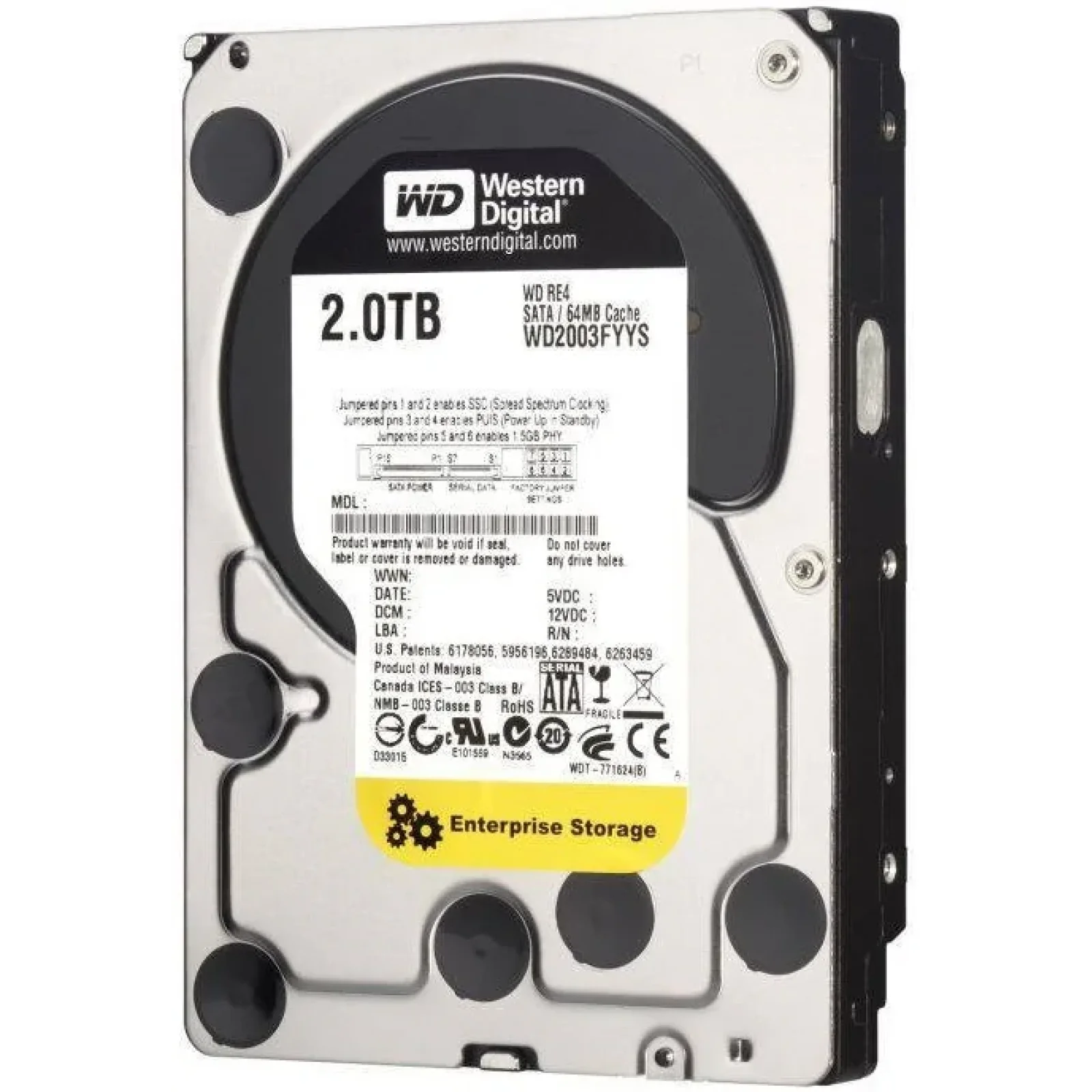 Накопитель HDD SATA 2.0TB WD RE 7200rpm 128MB (WD2004FBYZ) UA