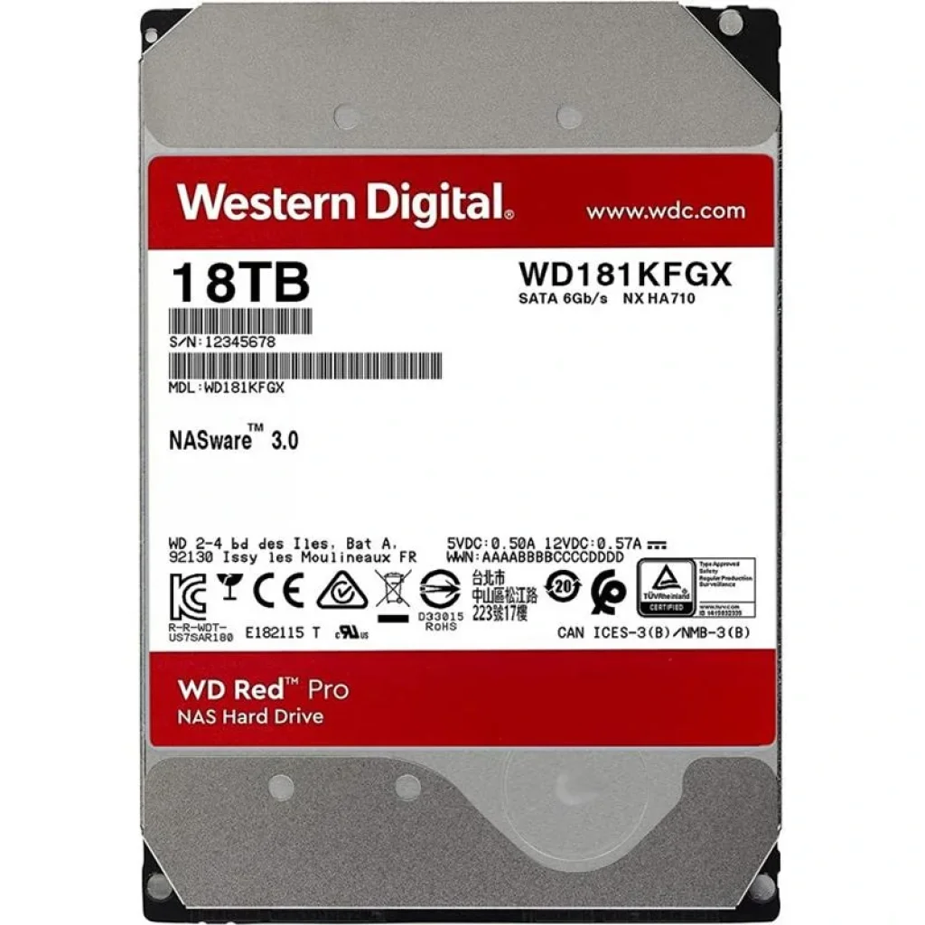 Накопитель HDD SATA 18.0TB WD Red Pro NAS 7200rpm 512MB (WD181KFGX) UA