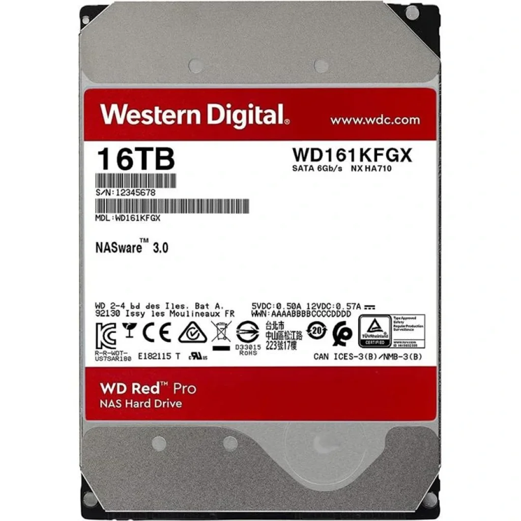 Накопичувач HDD SATA 16.0TB WD Red Pro NAS 7200rpm 512MB (WD161KFGX) UA