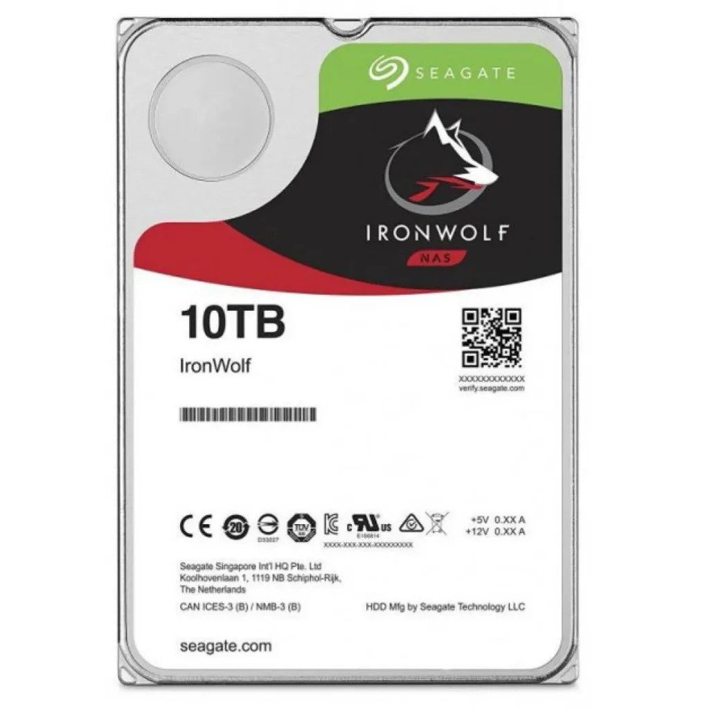 Накопитель HDD SATA 10.0TB Seagate IronWolf NAS 7200rpm 256MB (ST10000VN000) UA