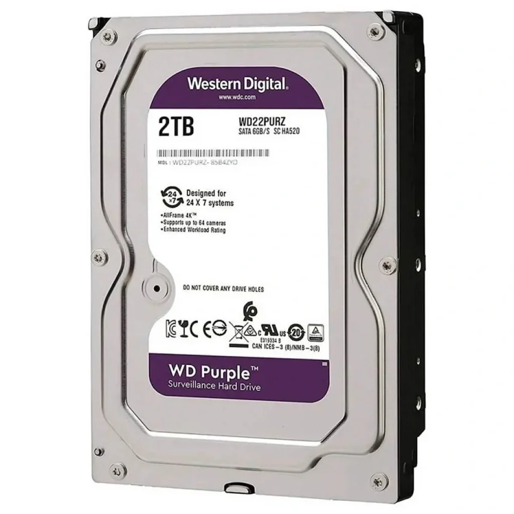 Накопитель HDD SATA 2.0TB WD Purple 5400rpm 64MB (WD23PURZ) UA