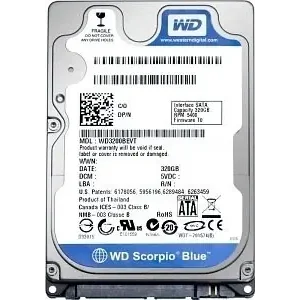 Накопичувач HDD 2.5" SATA 320Gb WD, 8Mb, Caviar Blue (WD3200LPVX) UA