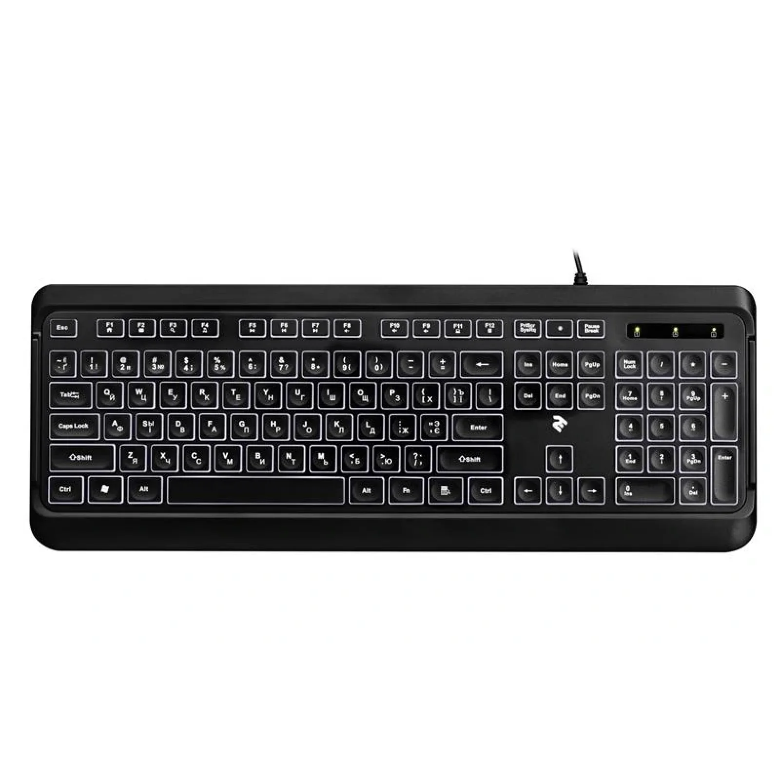 Клавіатура 2E KS120 White Backlight Ukr (2E-KS120UB) Black USB UA
