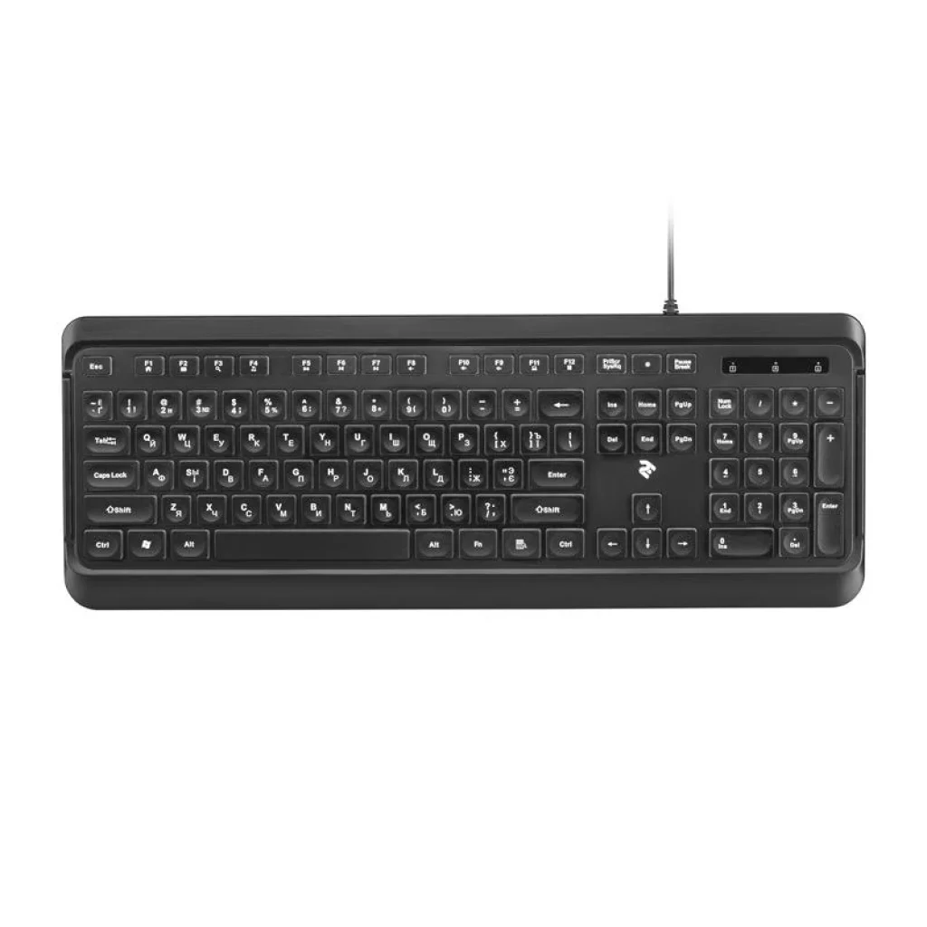 Клавиатура 2E KS120 White Backlight Ukr (2E-KS120UB) Black USB UA