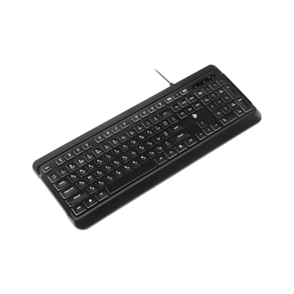 Клавиатура 2E KS120 White Backlight Ukr (2E-KS120UB) Black USB UA