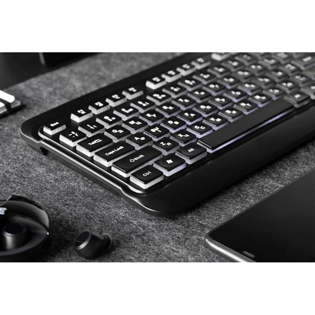 Клавиатура 2E KS120 White Backlight Ukr (2E-KS120UB) Black USB UA