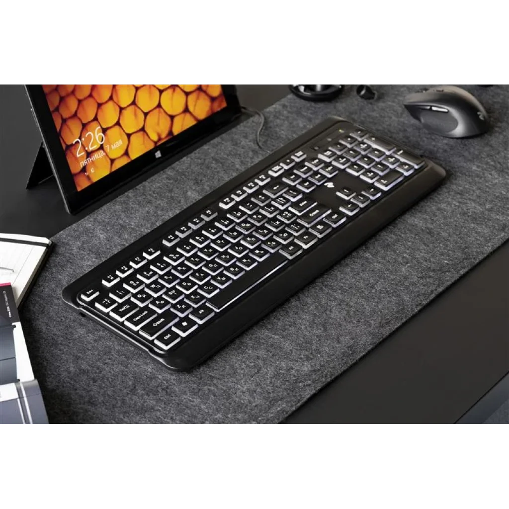 Клавиатура 2E KS120 White Backlight Ukr (2E-KS120UB) Black USB UA