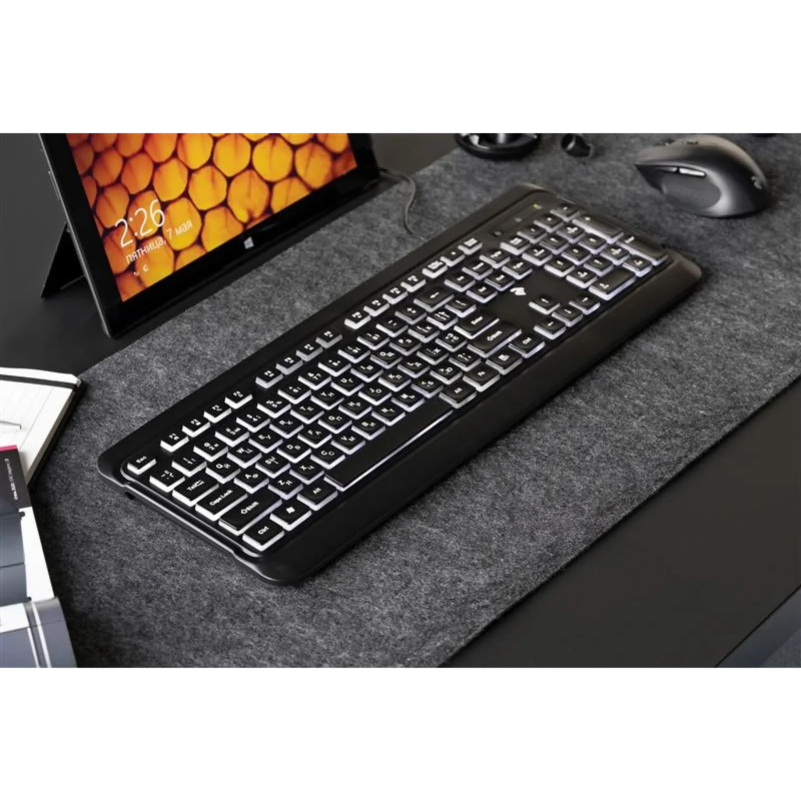 Клавіатура 2E KS120 White Backlight Ukr (2E-KS120UB) Black USB UA
