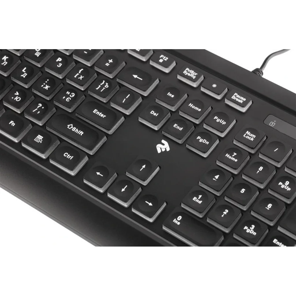 Клавиатура 2E KS120 White Backlight Ukr (2E-KS120UB) Black USB UA
