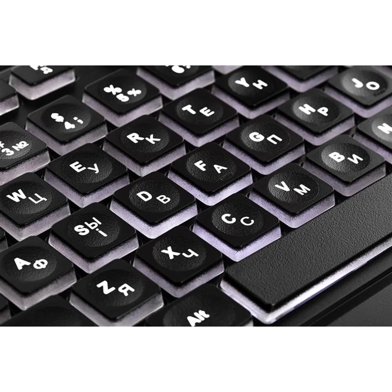 Клавіатура 2E KS120 White Backlight Ukr (2E-KS120UB) Black USB UA