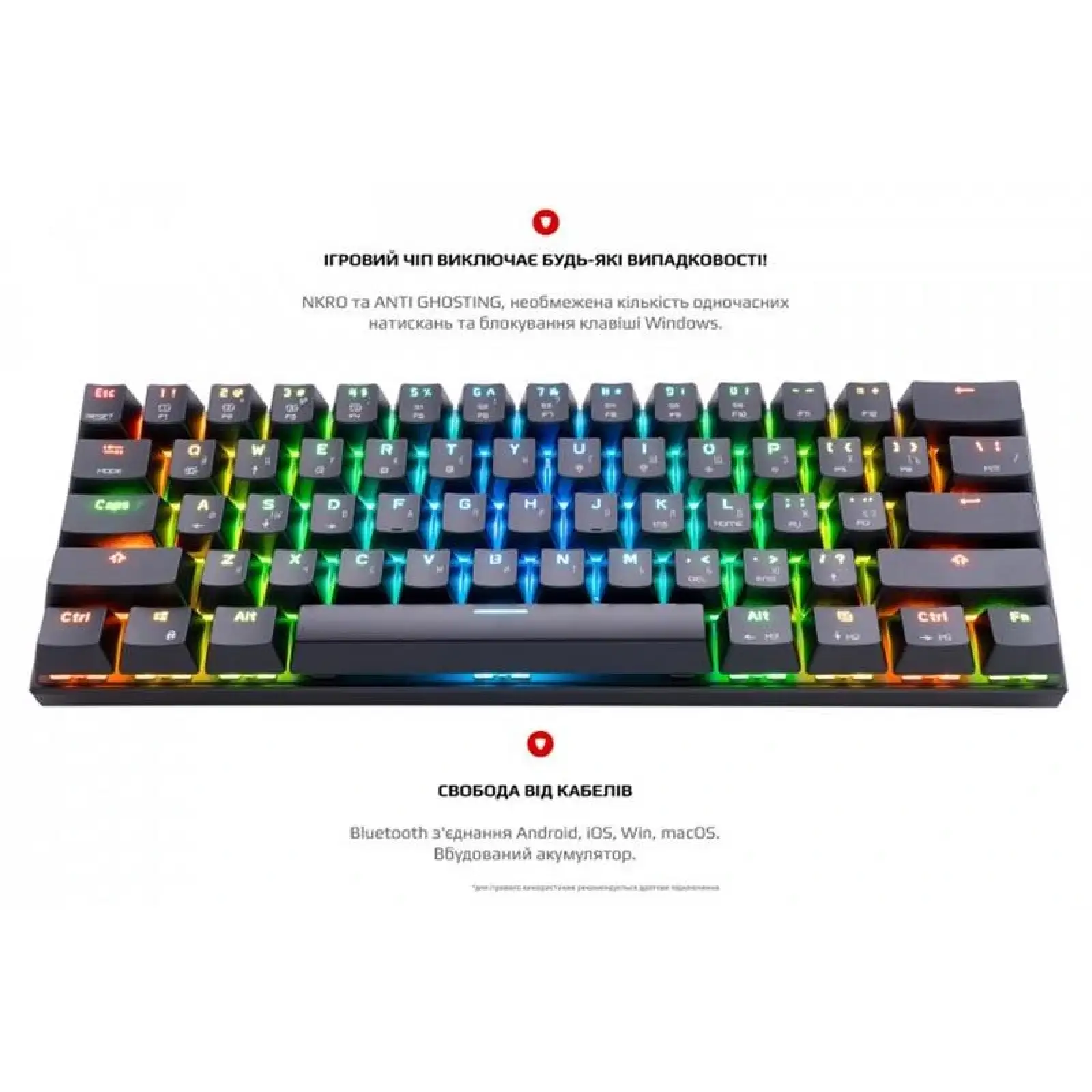 Клавіатура бездротова Motospeed CK62 Outemu Blue Black (mtck62bmb) UA