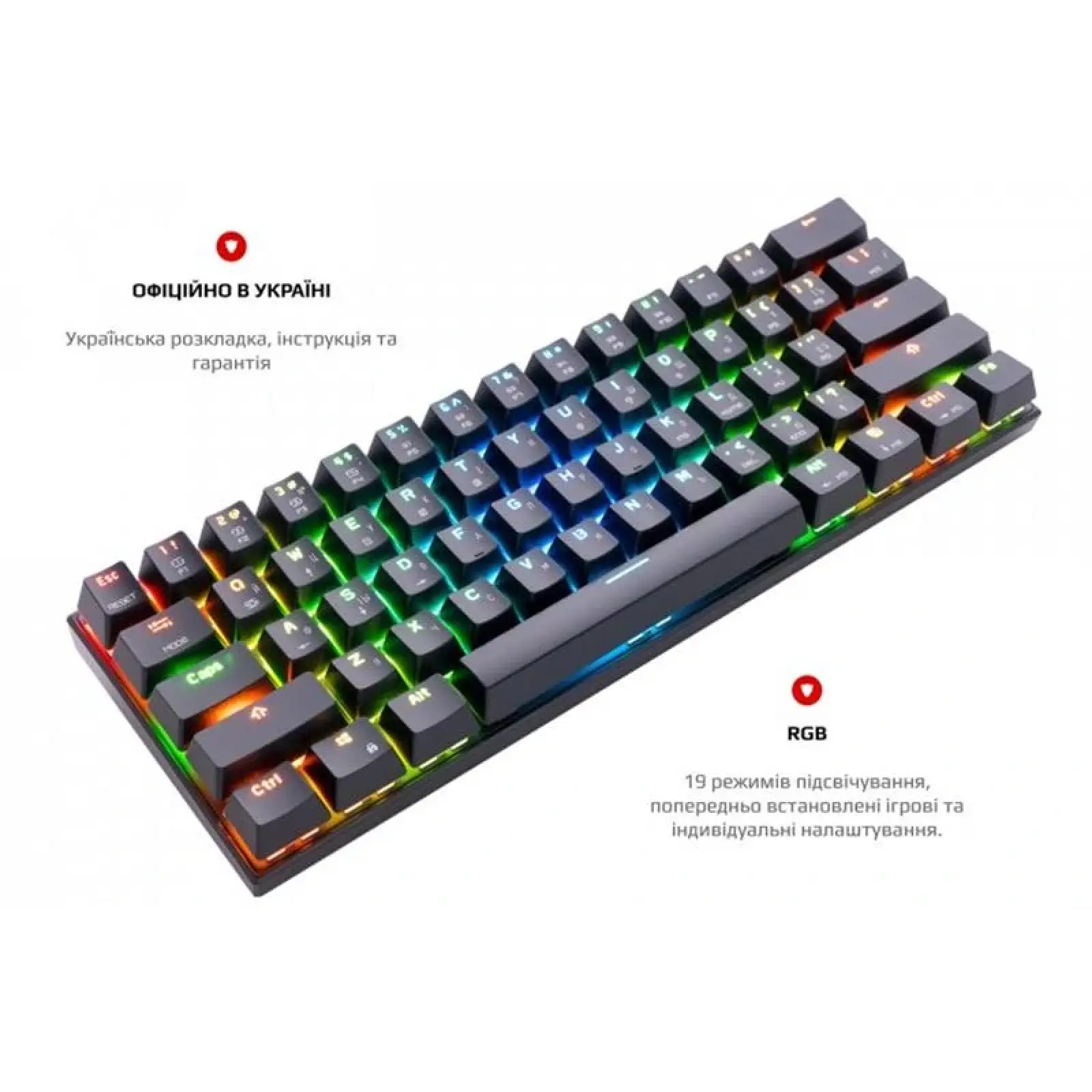 Клавіатура бездротова Motospeed CK62 Outemu Blue Black (mtck62bmb) UA