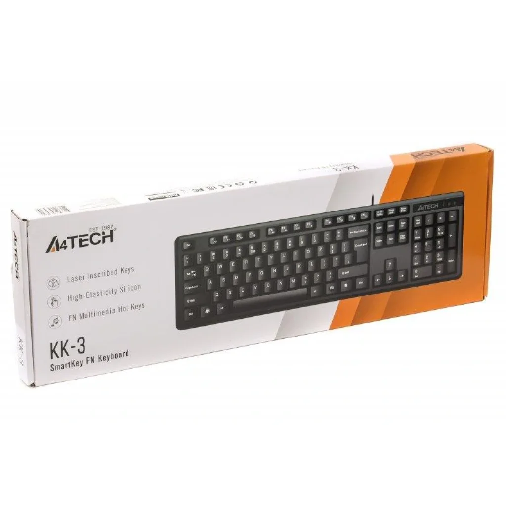 Клавіатура A4Tech KK-3 Black USB, KK-3 USB Black UA