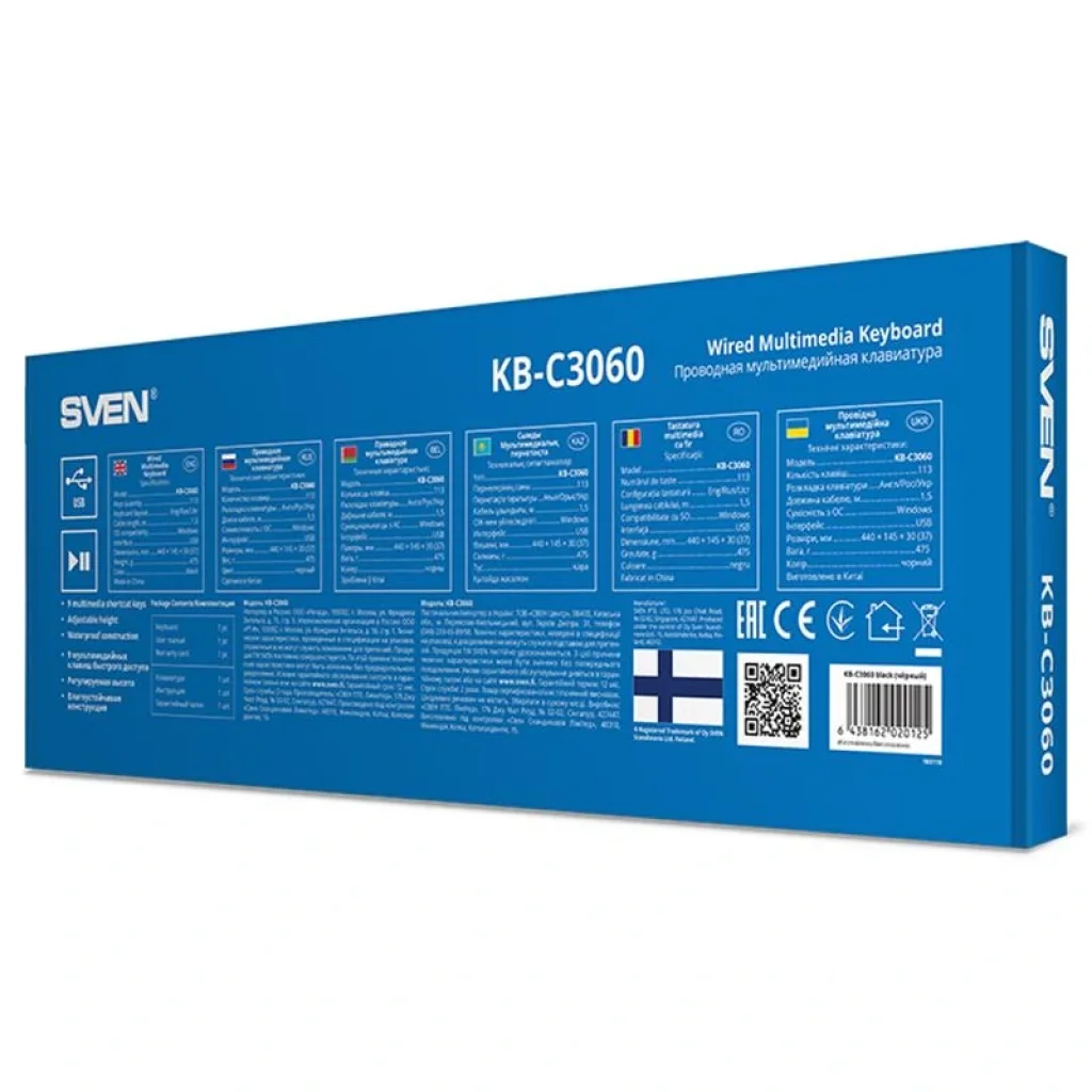 Клавиатура Sven KB-C3060 Black USB, 00600209 UA