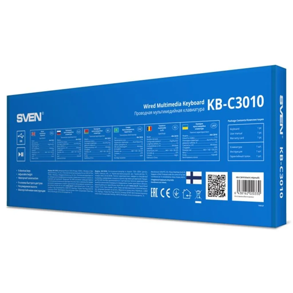 Клавіатура Sven KB-C3010 Ukr Black, 00600208 UA