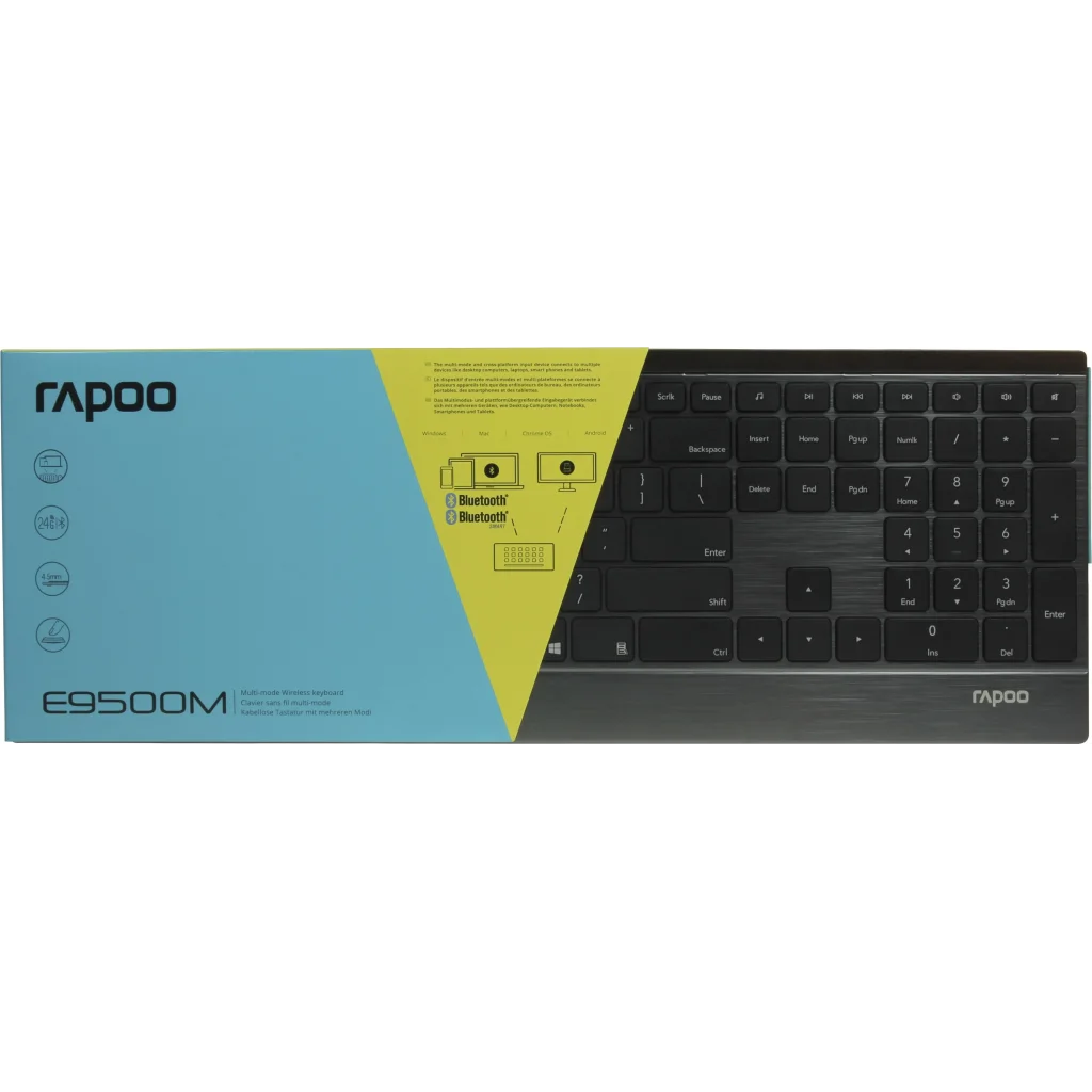 Клавіатура бездротова Rapoo E9500M Wireless Black, E9500M Black UA