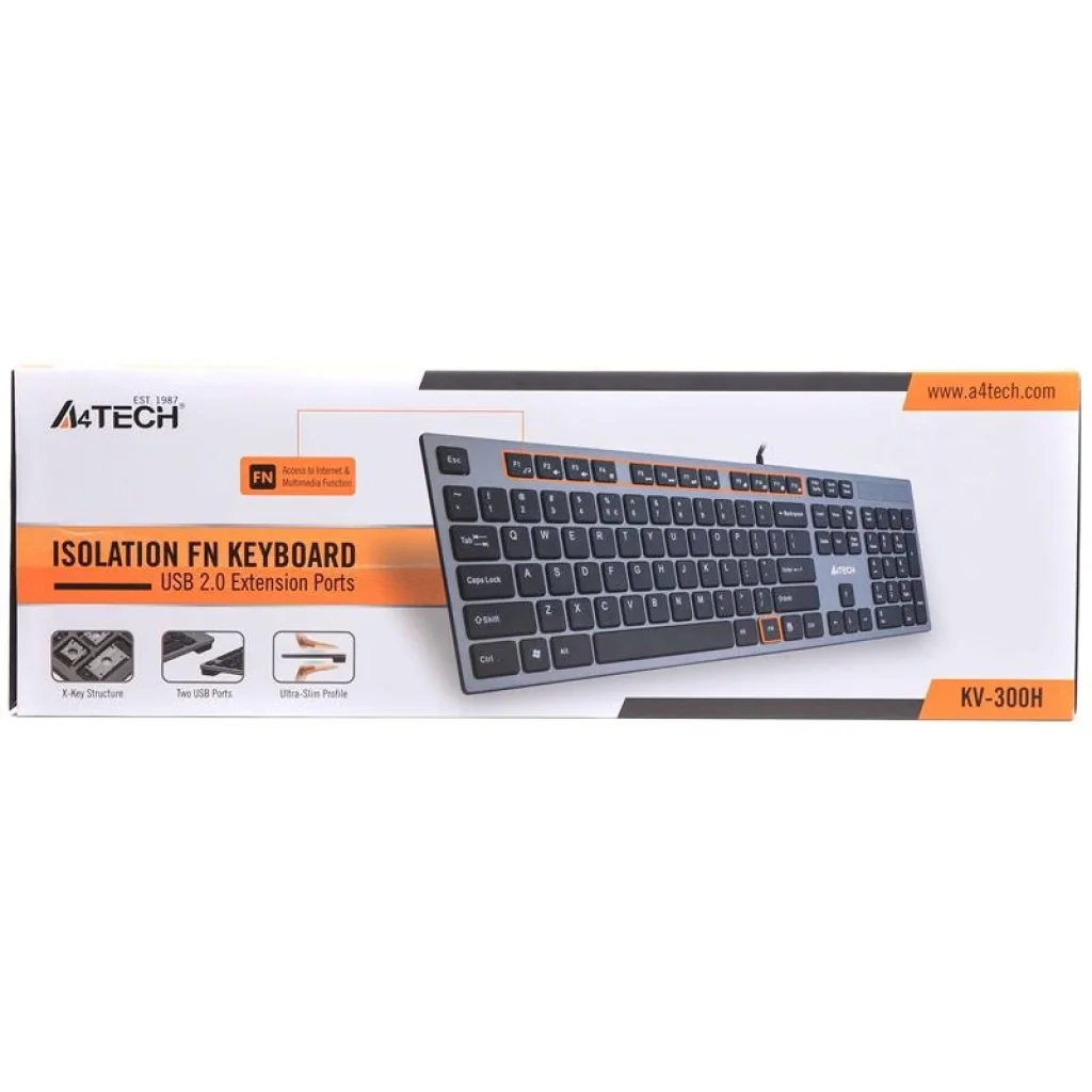 Клавіатура A4Tech KV-300H Grey/Black USB, KV-300H USB (Grey+Black) UA