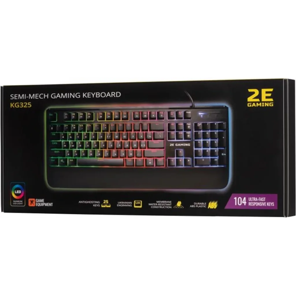 Клавиатура 2E Gaming KG325UB LED Ukr (2E-KG325UB) Black USB UA