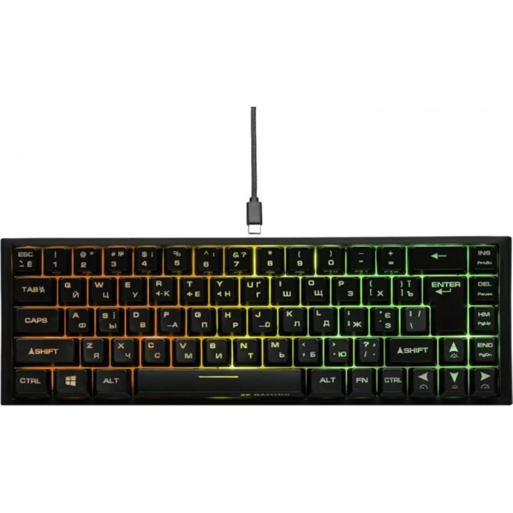 Клавиатура беспроводная 2E Gaming KG360UBK RGB Ukr (2E-KG360UBK) Black USB UA