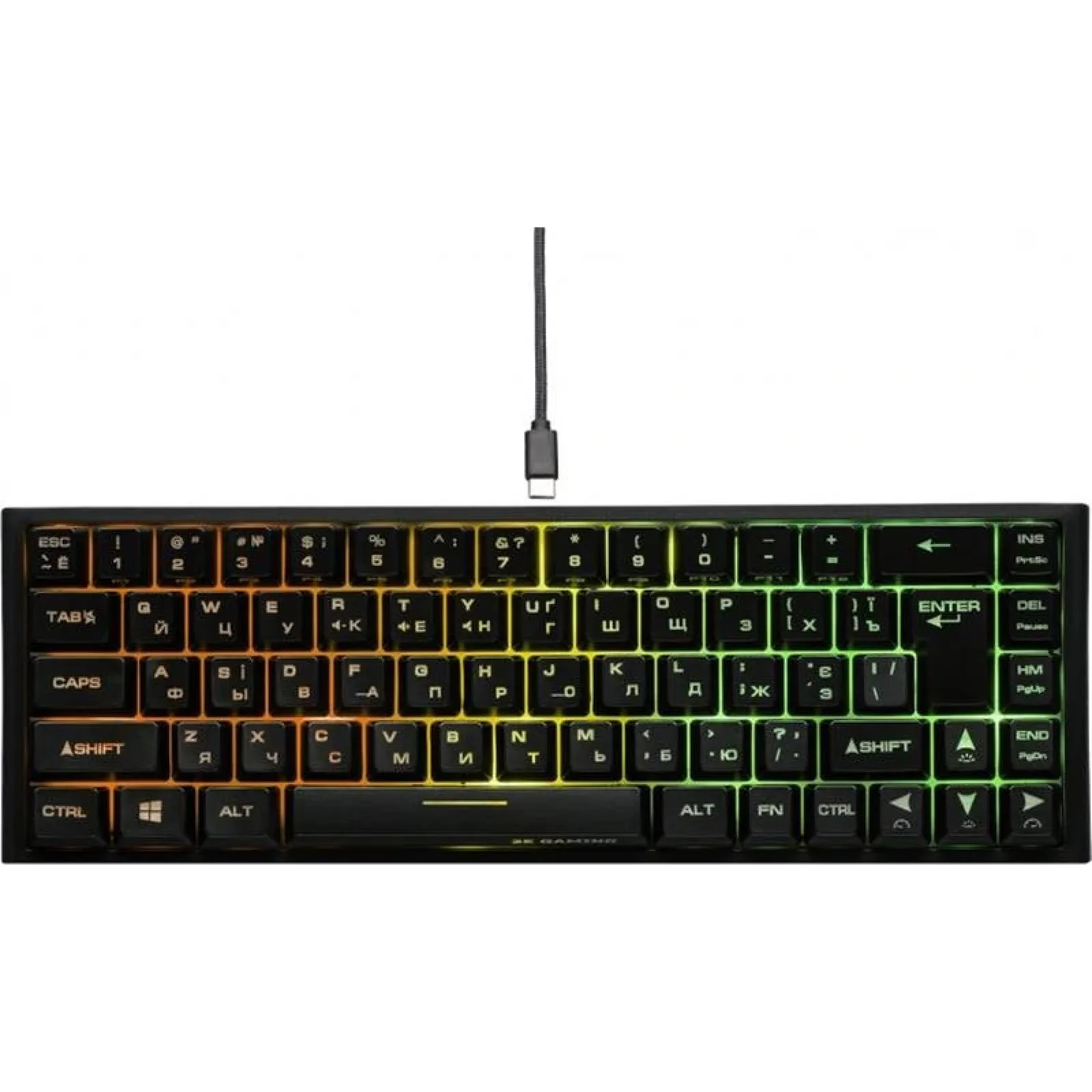 Клавіатура бездротова 2E Gaming KG360UBK RGB Ukr (2E-KG360UBK) Black USB UA