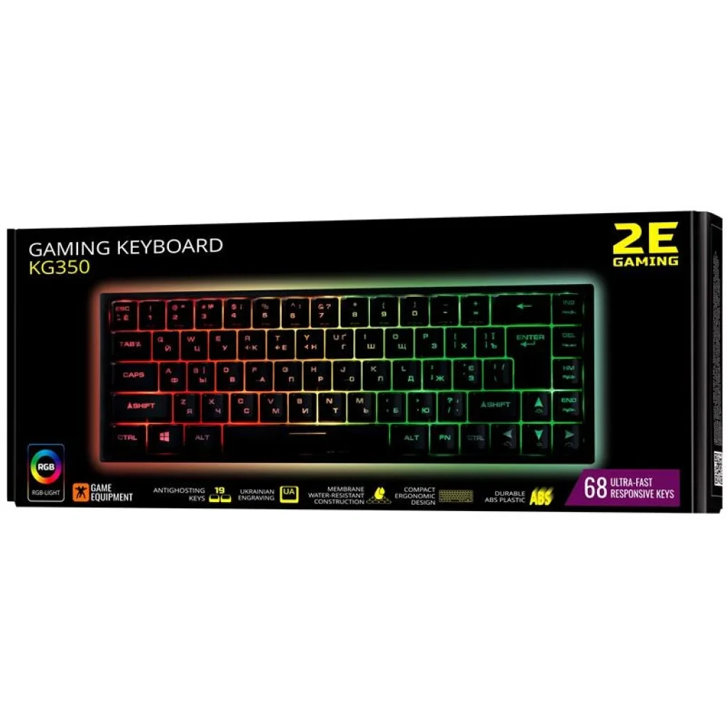 Клавіатура 2E Gaming KG350UBK RGB Ukr (2E-KG350UBK) Black USB UA