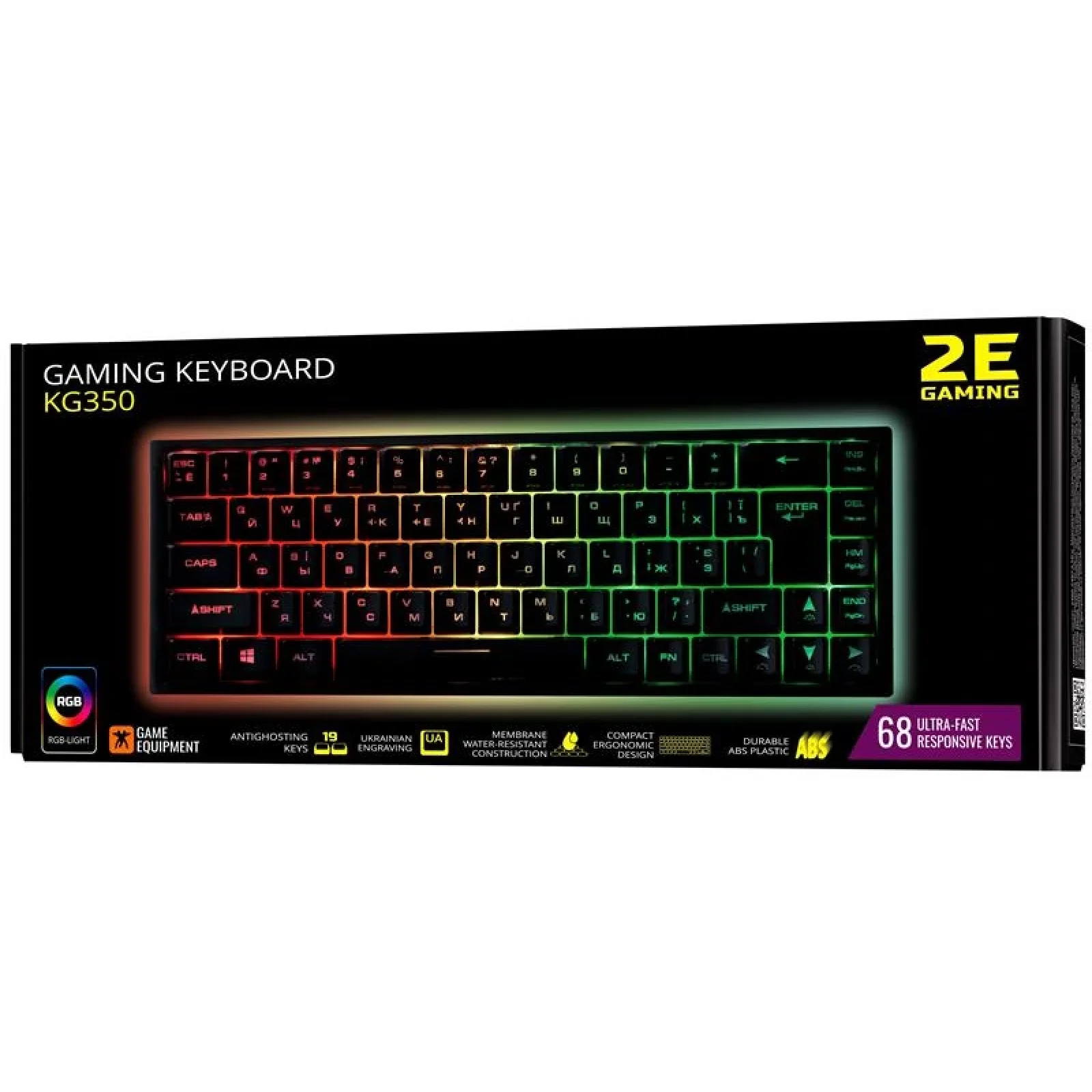 Клавіатура 2E Gaming KG350UBK RGB Ukr (2E-KG350UBK) Black USB UA