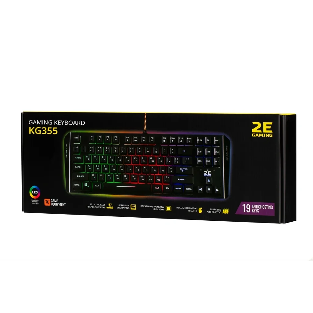 Клавіатура 2E Gaming KG355 LED Ukr (2E-KG355UBK) Black USB UA
