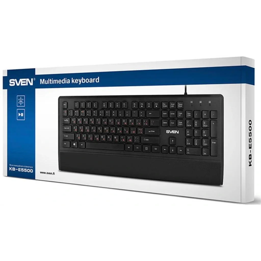 Клавиатура Sven KB-E5500 Black USB, 00600197 UA