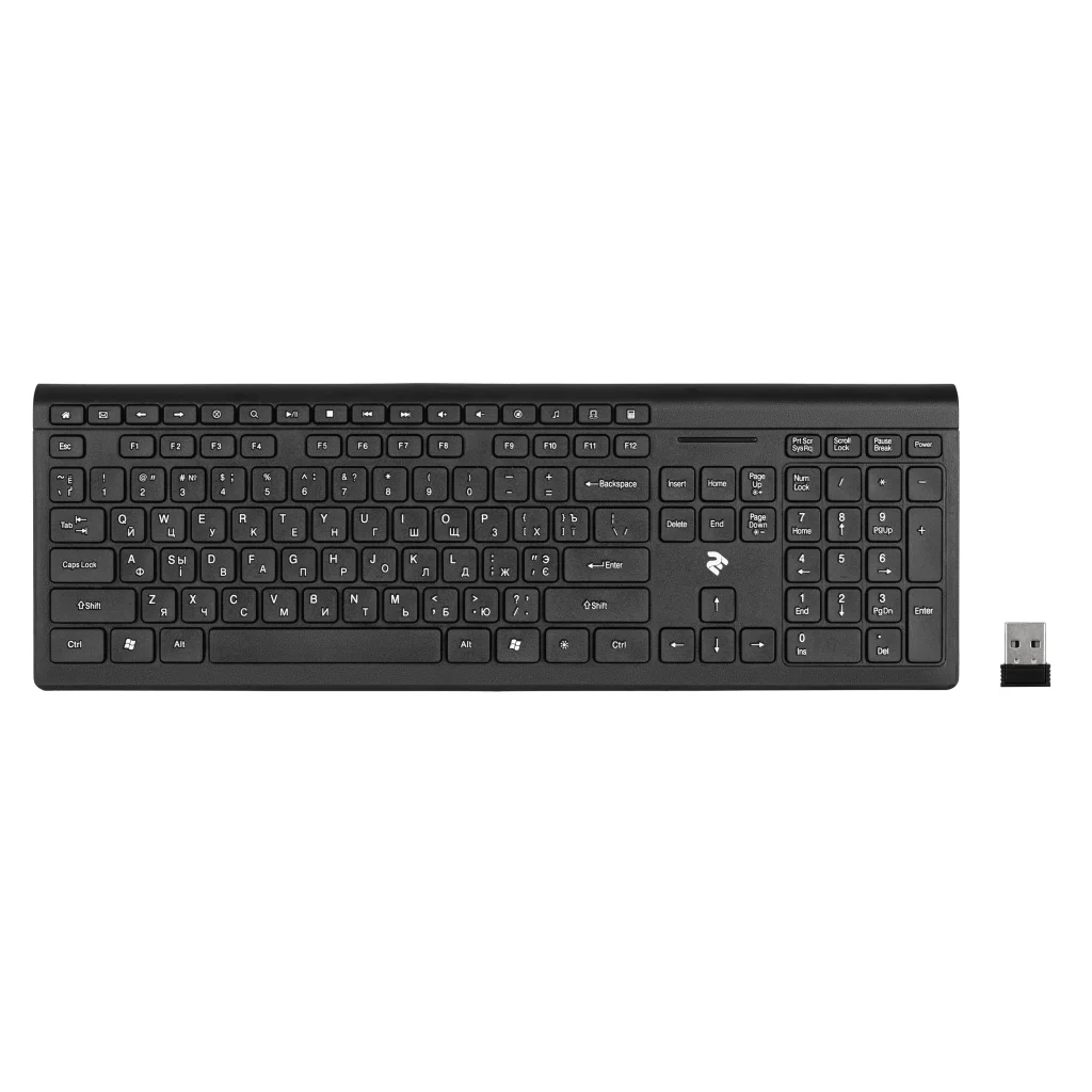 Клавіатура бездротова 2E KS210 Slim WL Ukr (2E-KS210WB) Black USB UA