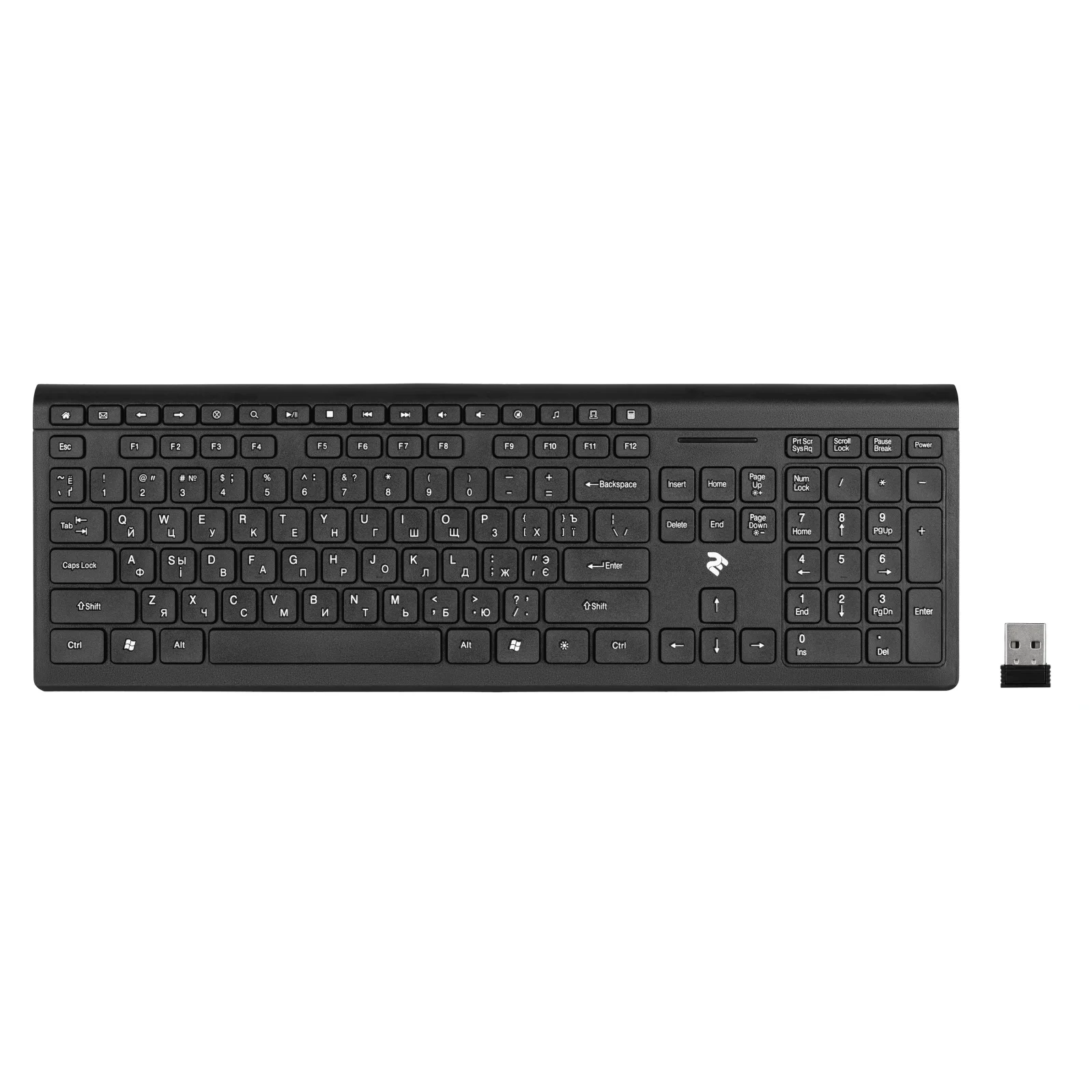 Клавіатура бездротова 2E KS210 Slim WL Ukr (2E-KS210WB) Black USB UA