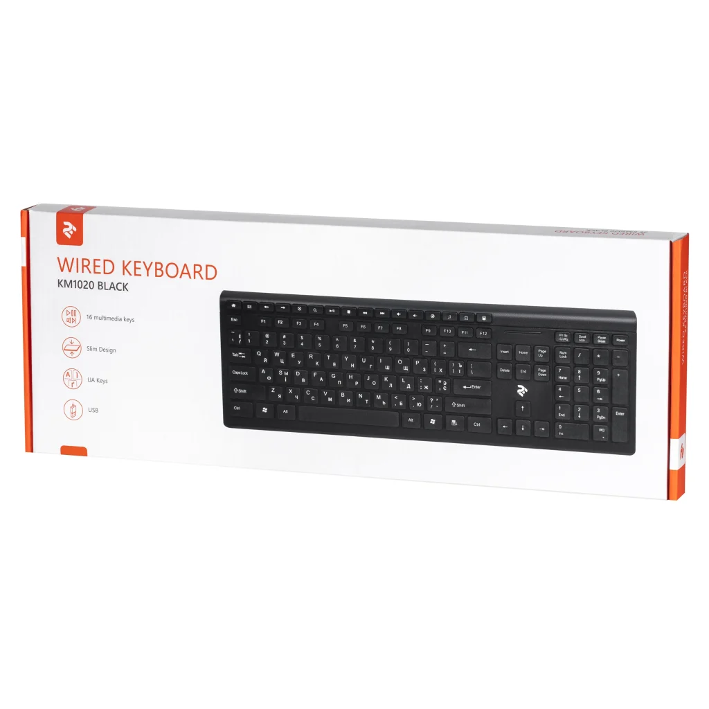 Клавіатура бездротова 2E KS210 Slim WL Ukr (2E-KS210WB) Black USB UA
