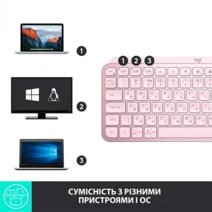 Клавіатура бездротова Logitech MX Keys Mini Wireless Illuminated UA Rose (920-010500) UA