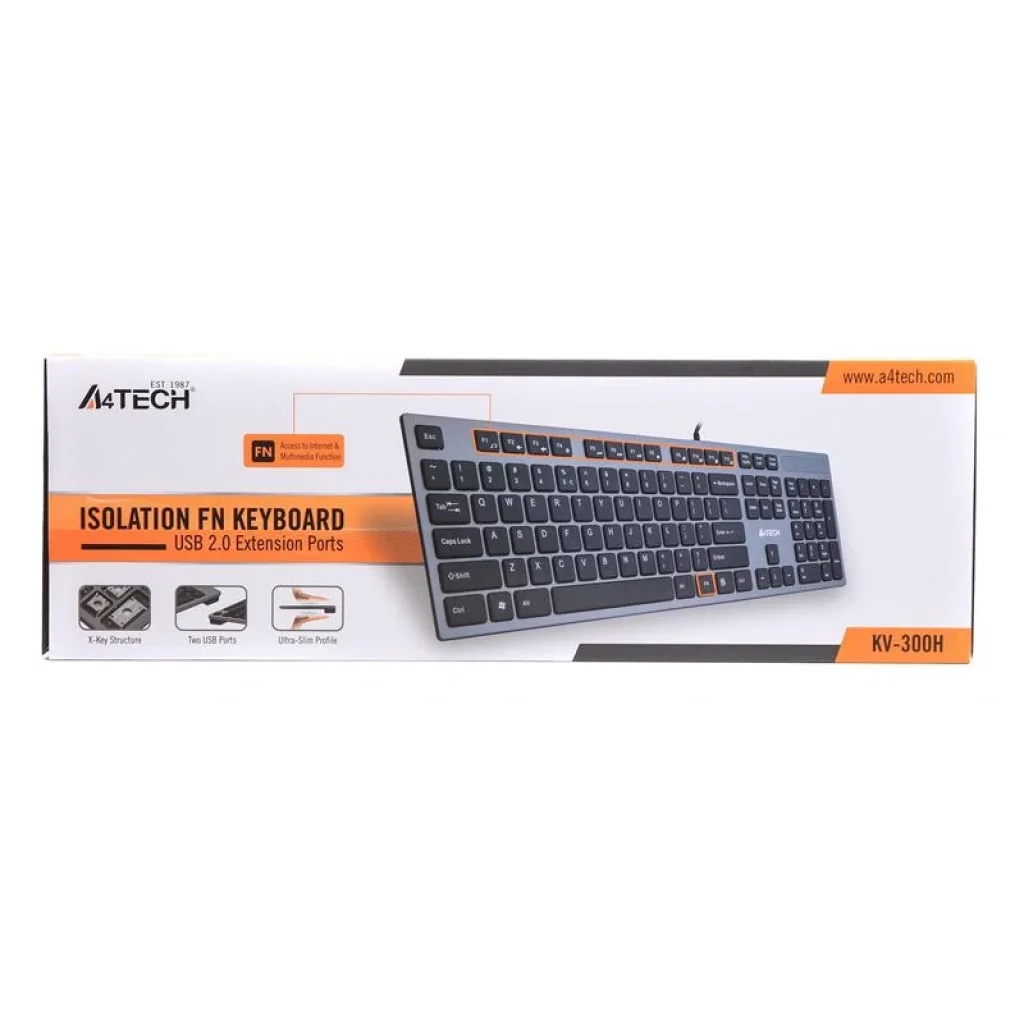 Клавіатура A4Tech KV-300H Grey/Black USB, KV-300H USB (Grey+Black) UA