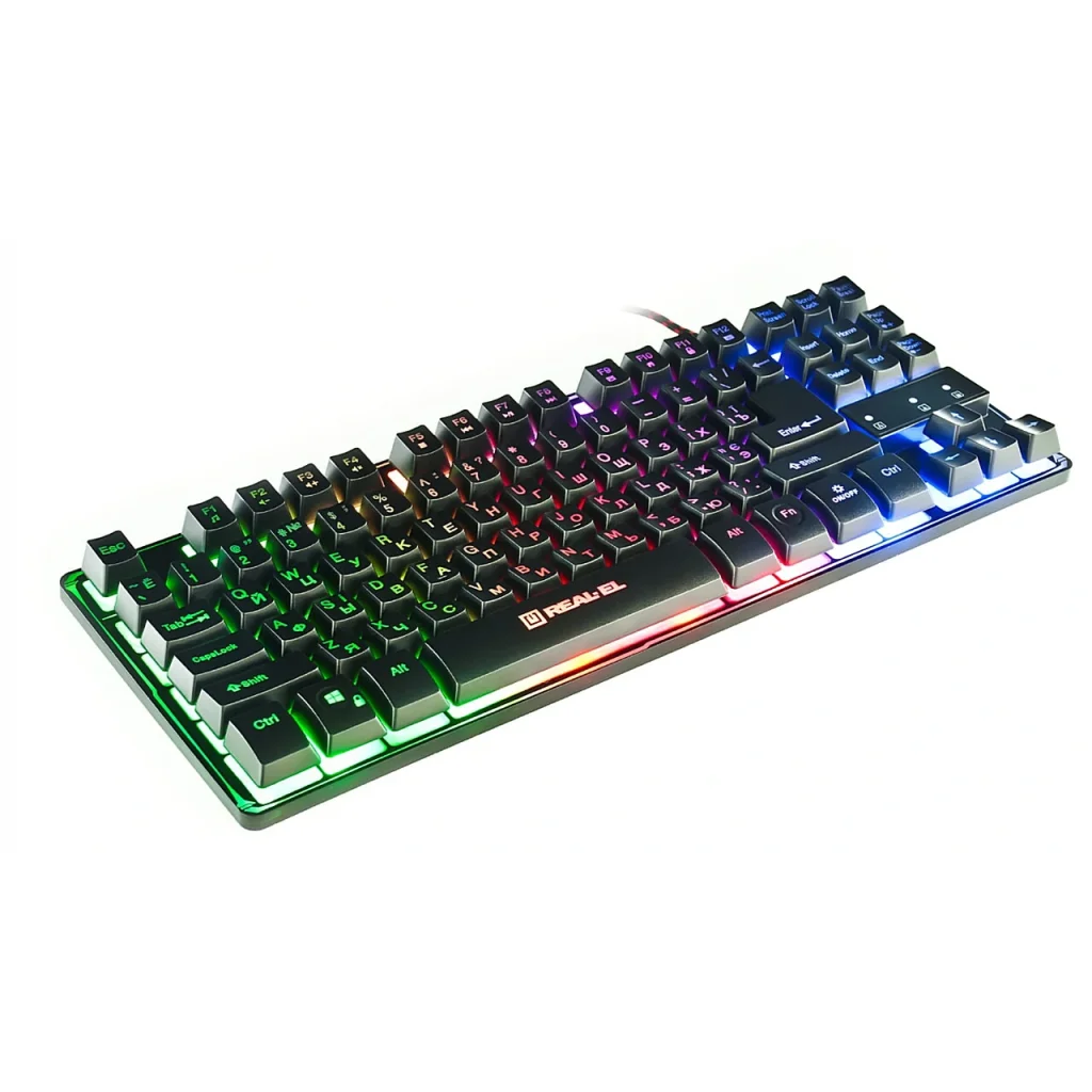 Клавіатура REAL-EL Gaming 8710 TKL Backlit Ukr Black, EL123100030 UA