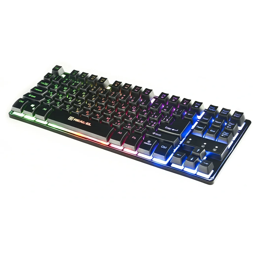 Клавіатура REAL-EL Gaming 8710 TKL Backlit Ukr Black, EL123100030 UA