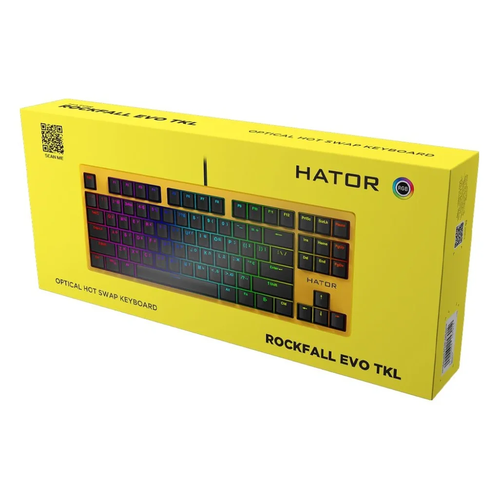 Клавиатура Hator Rockfall EVO TKL Kailh Optical ENG/UKR/RUS (HTK-632) Yellow USB UA