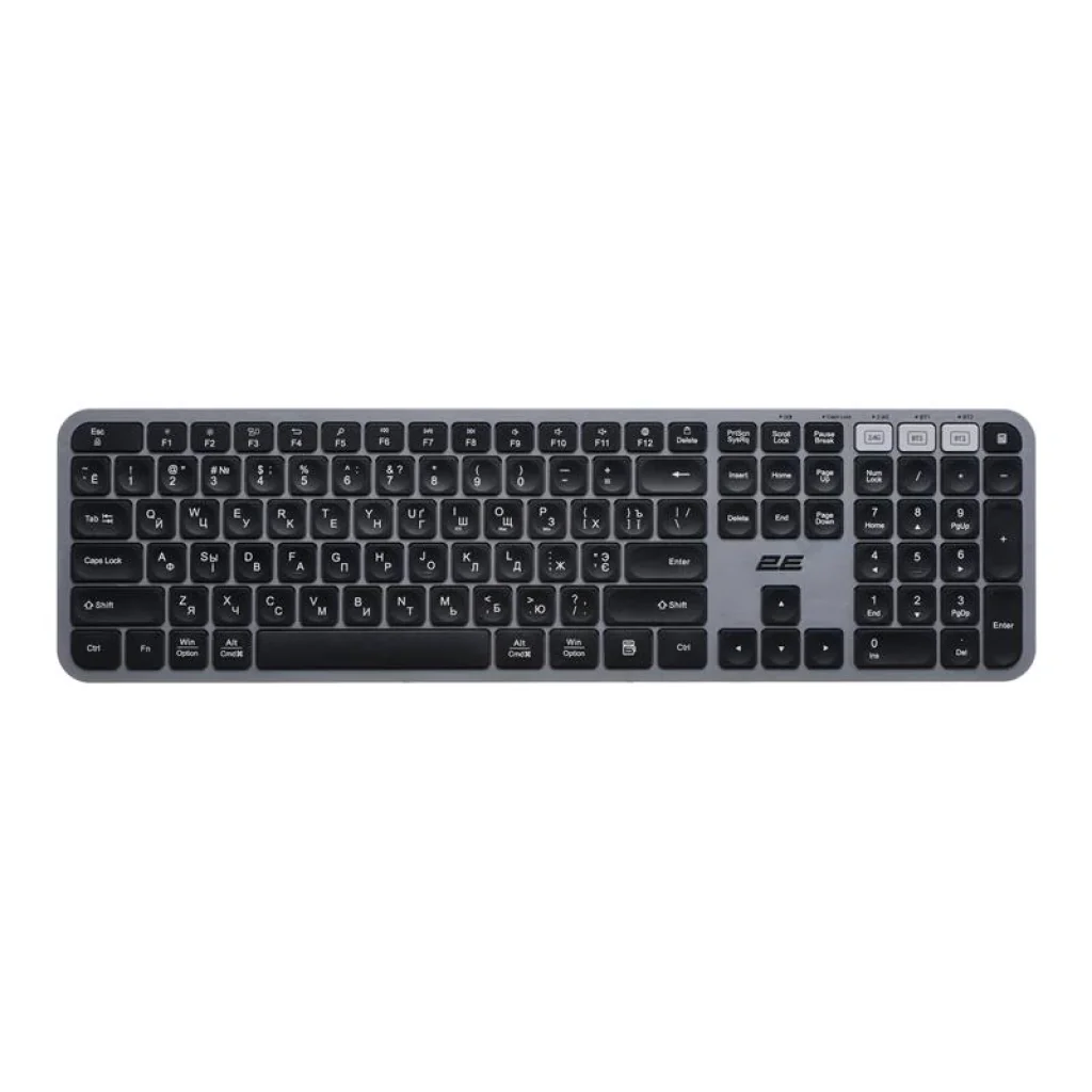 Клавіатура бездротова 2E KS240 WL BT Gray (2E-KS240WG) UA