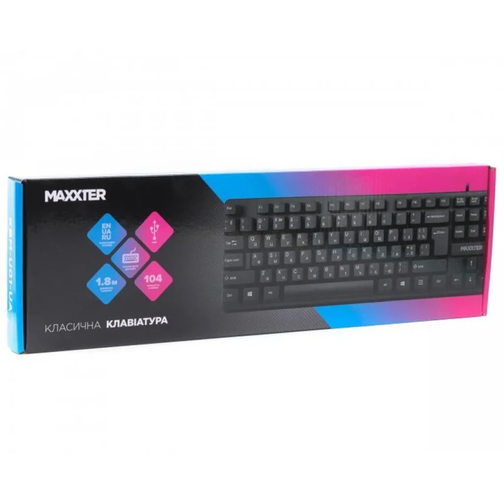 Клавіатура Maxxter KBM-U01-UA Black USB UA