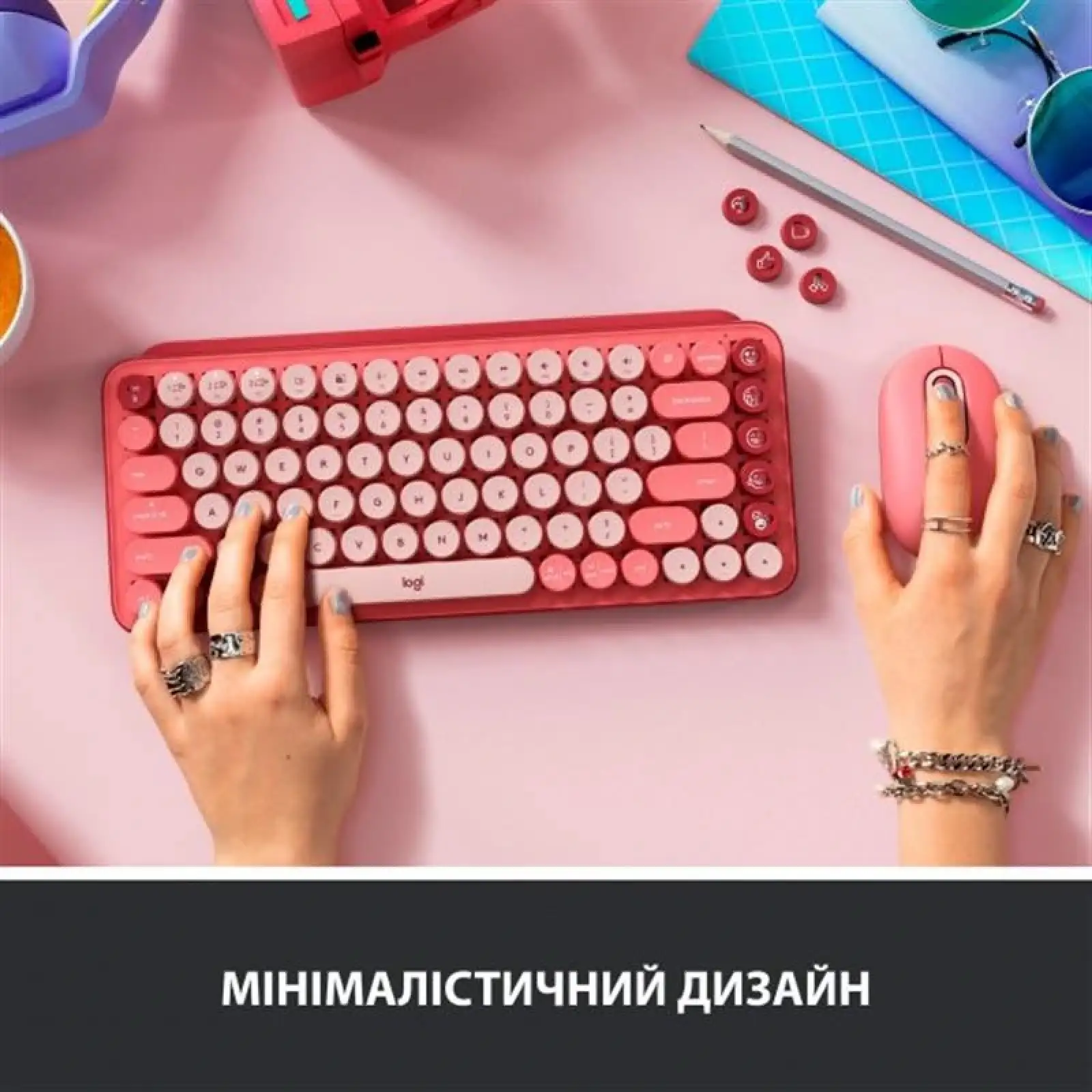 Клавиатура беспроводная Logitech Pop Wireless Heartbreaker Rose (920-010737) UA