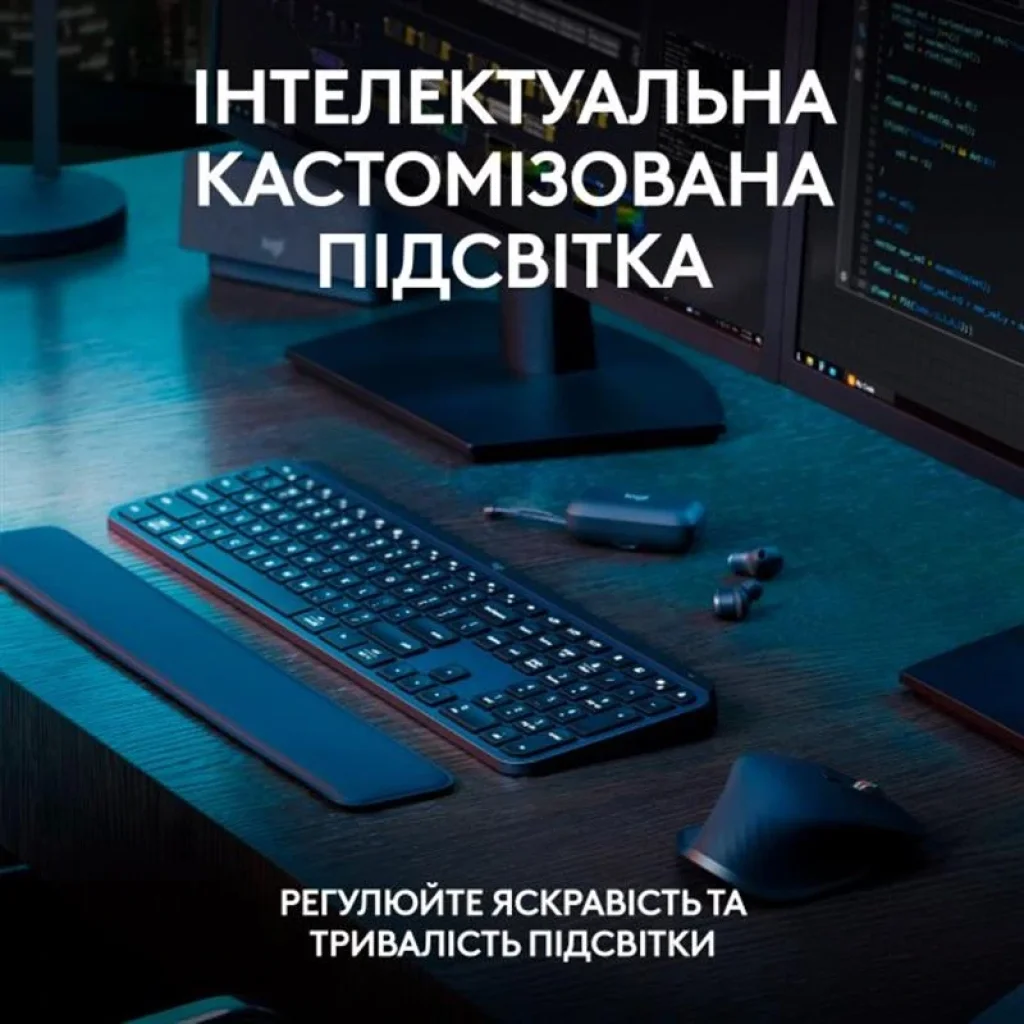 Клавиатура беспроводная Logitech MX Keys S Plus Palm Rest Graphite (920-011589) UA