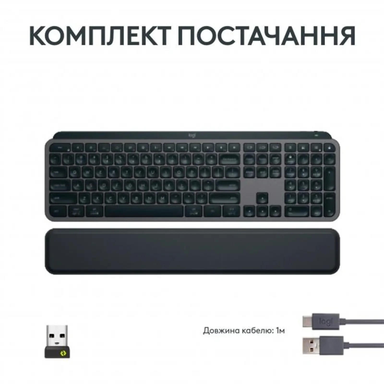Клавиатура беспроводная Logitech MX Keys S Plus Palm Rest Graphite (920-011589) UA