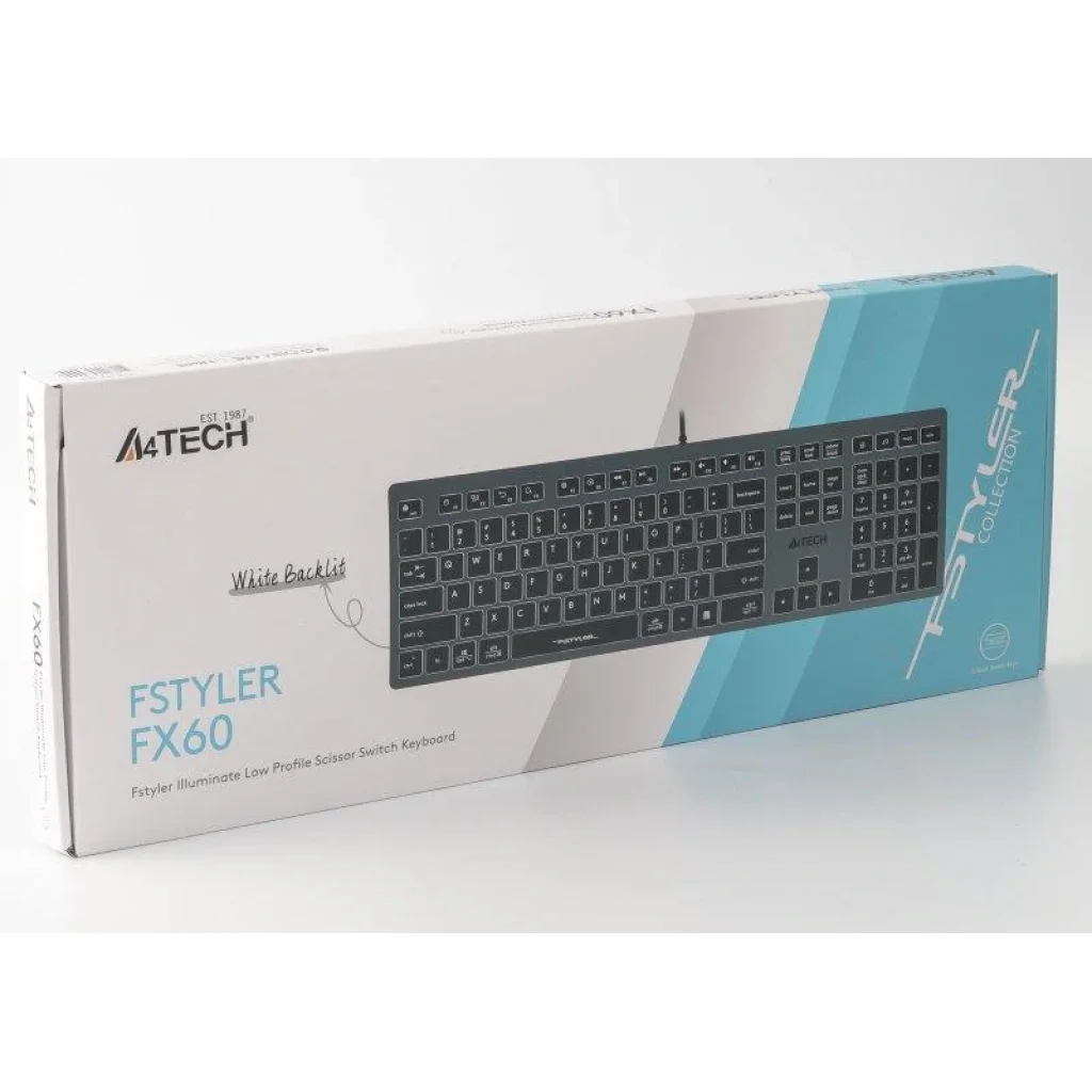 Клавіатура A4Tech Fstyler FX60 White Neon backlit, FX60 USB (Grey) White backlit UA