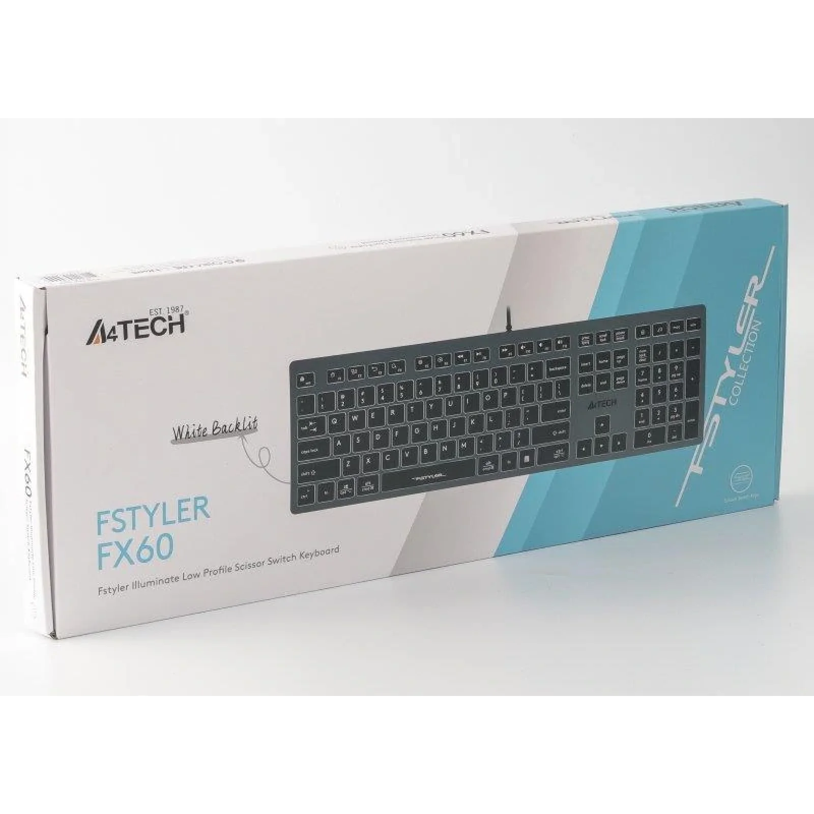 Клавиатура A4Tech Fstyler FX60 White Neon backlit, FX60 USB (Grey) White backlit UA